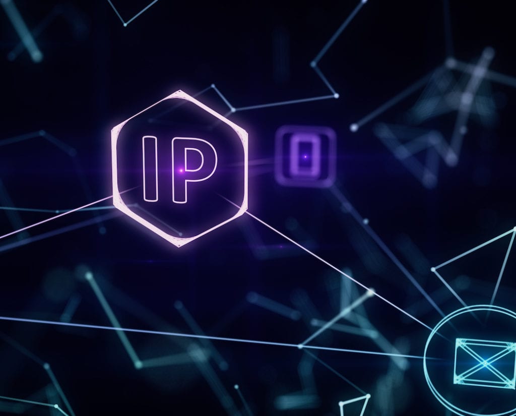 The three-dimensional network topology infographics with ip addresses 3d illustration